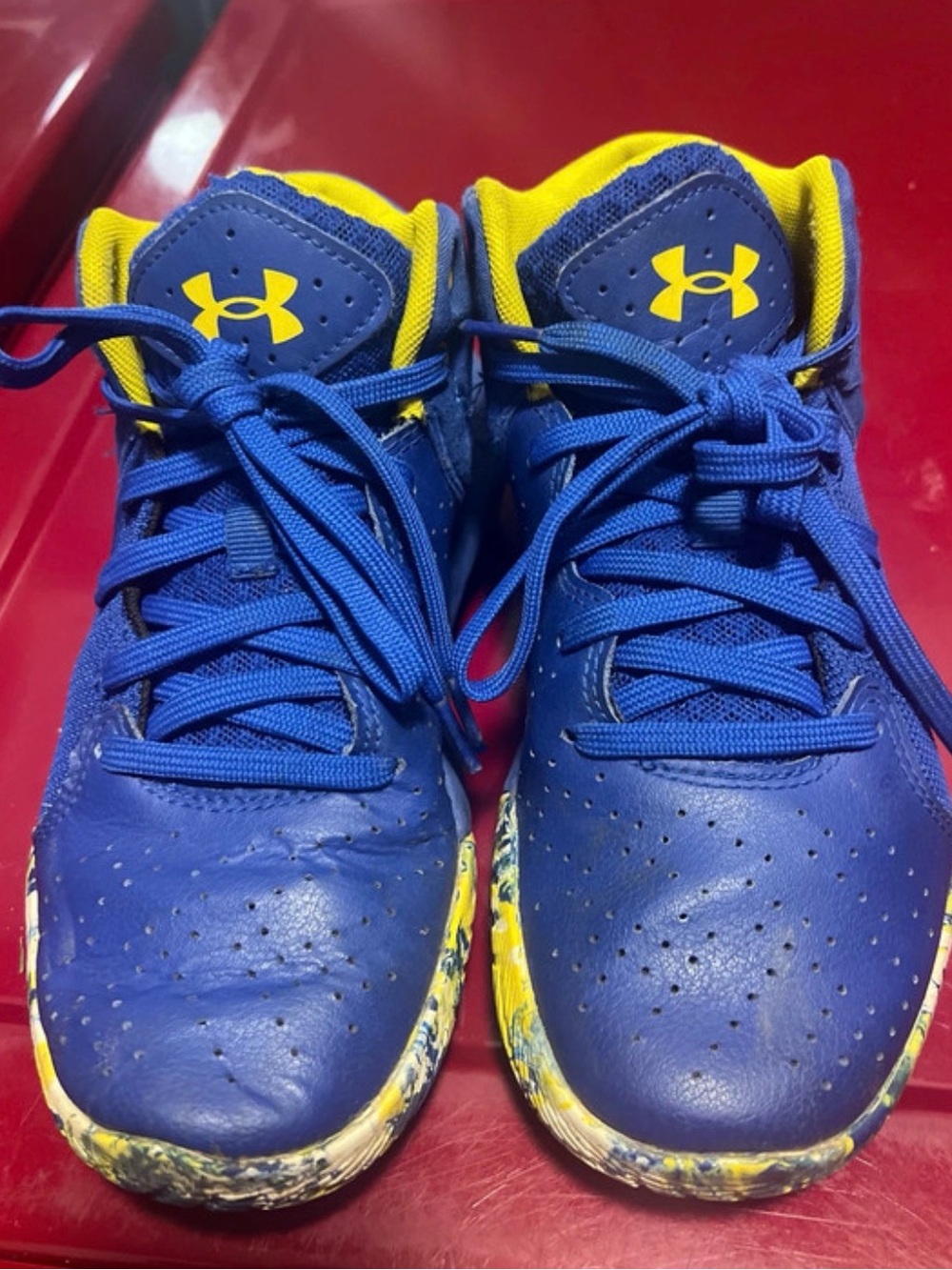 Under Armour Blue and Yellow Kids Sneakers